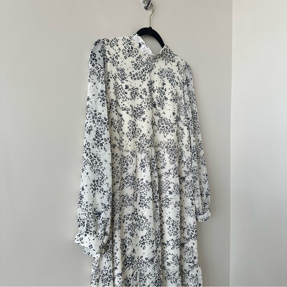 Park & Fifth-Printed Mock Neck Sheer Sleeve Spring/ Summer Dress (Size:Small) - Picture 6 of 15